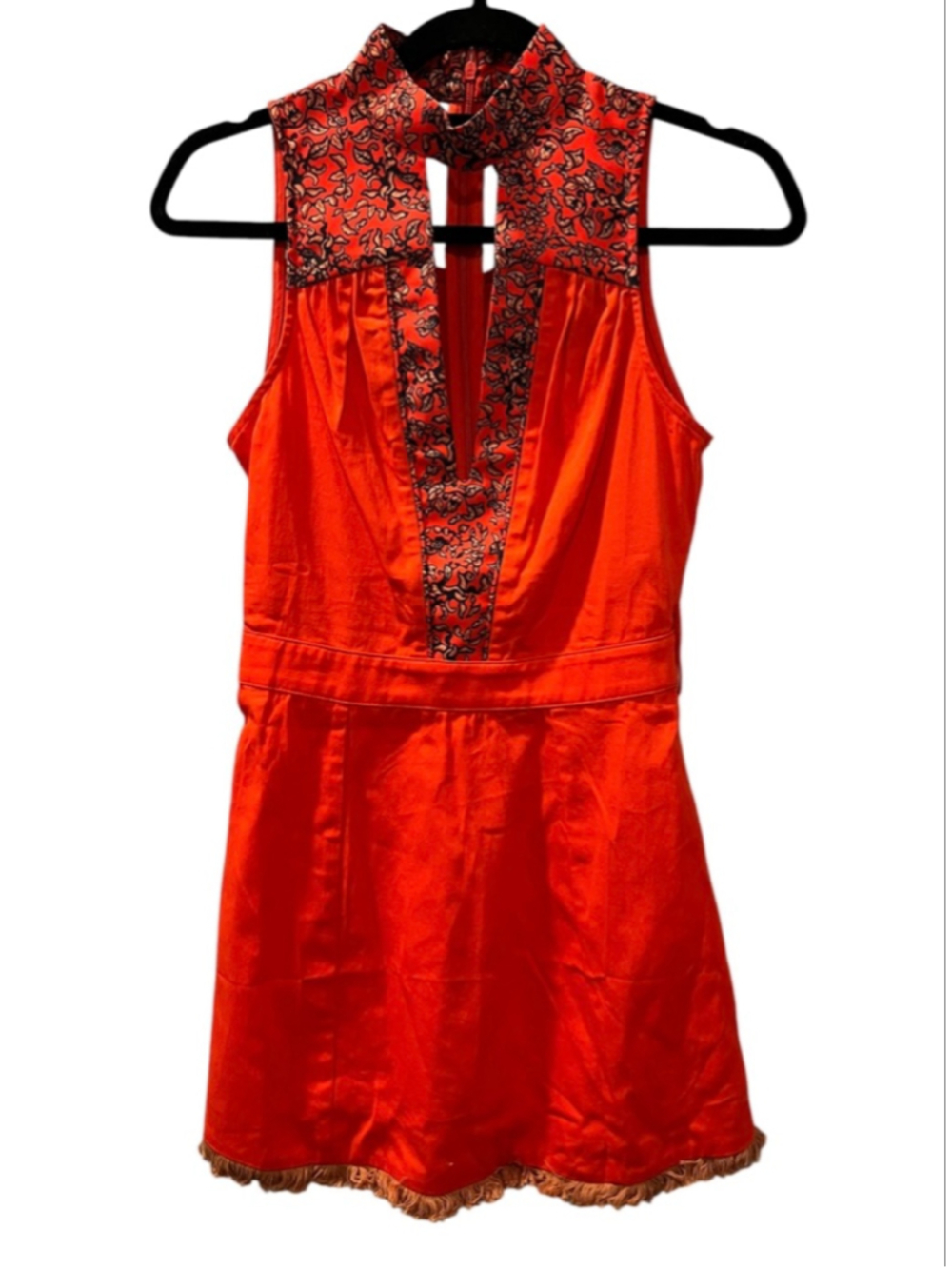 Oyrosy NWT Lola Orange Halter Mini Floral Mini Dress Boho Cutout Size XS